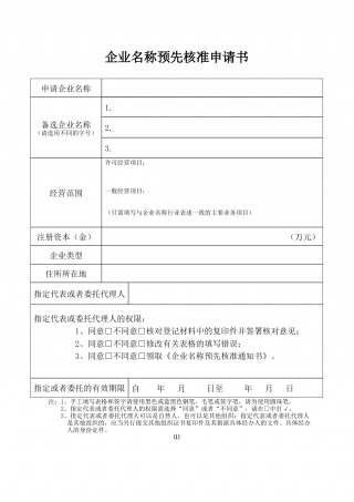 企业名称预先核准申请书.doc