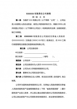 XXXXXX有限责任公司章程.doc