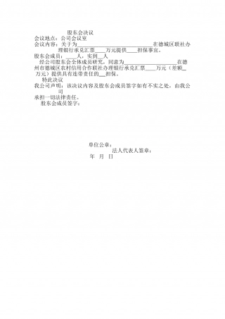 承兑汇票股东会决议担保.doc