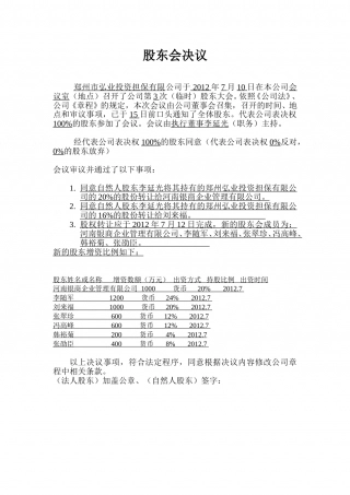 担保公司股东会决议.doc