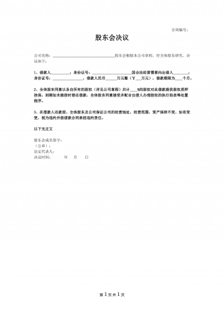 个人借款-股东会决议书.doc