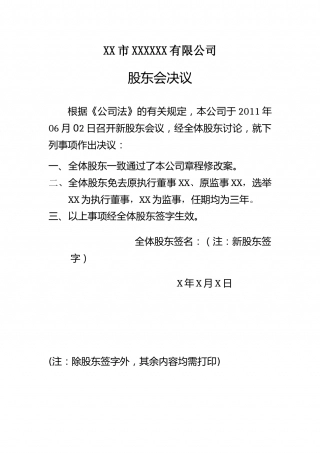 股东会决议(工商局确认版).doc