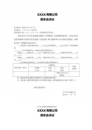 股东会决议(增资).doc