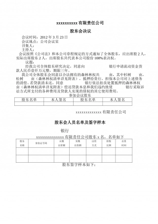 申请贷款股东会决议.doc