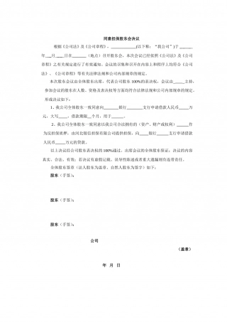 同意担保股东会决议.doc