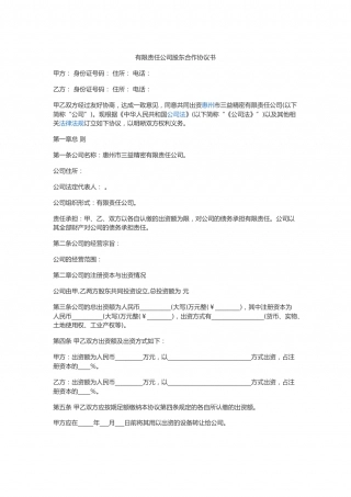 有限责任公司股东合作协议书.docx