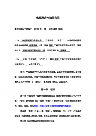电视剧合作拍摄合同.doc