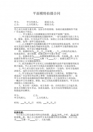 平面模特拍摄合同模板.doc