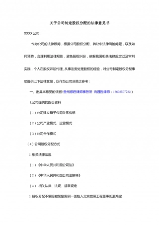 如何制定股权分配.doc