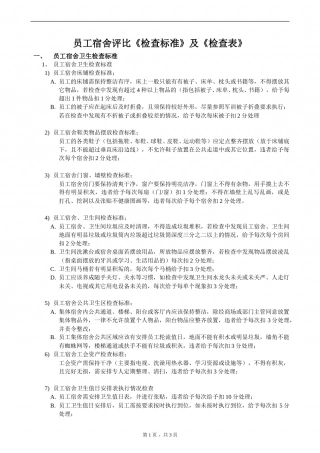 超市员工宿舍检查标准及检查表.doc