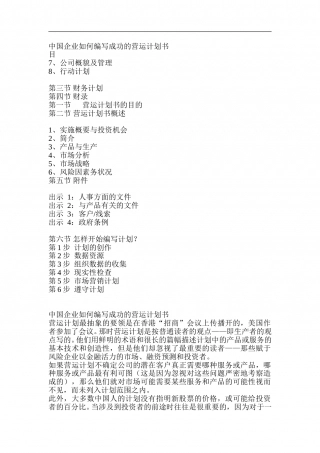 中国企业如何编写成功的营运计划书.doc