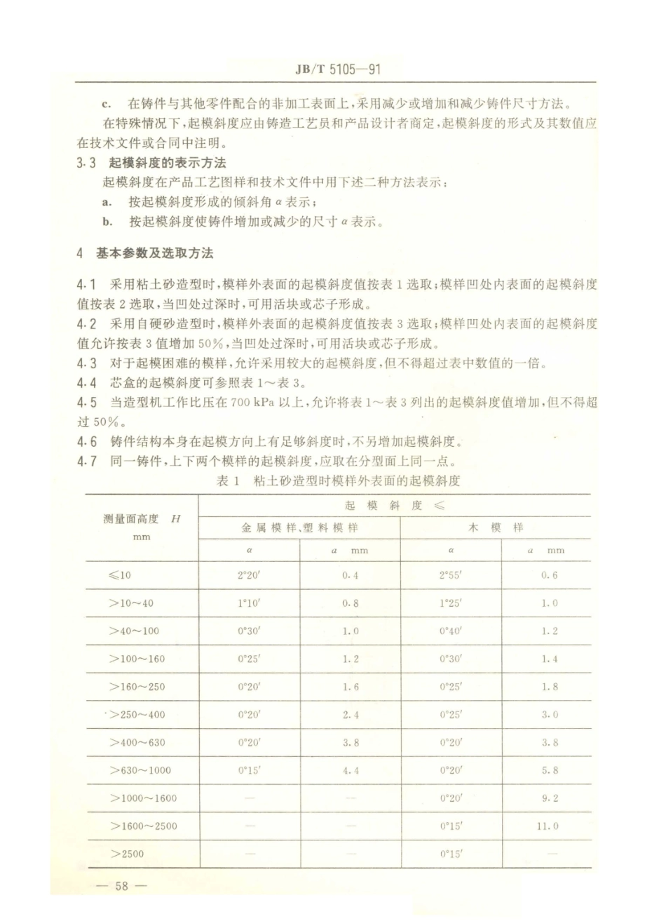 JB／T 5105-1991 铸件模样 起模斜度.PDF_第2页