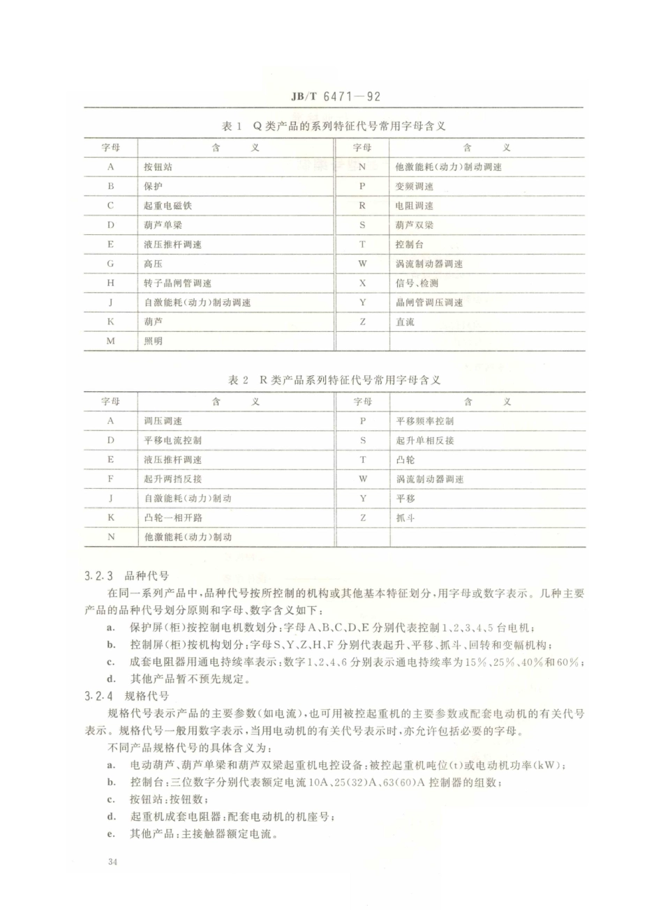 JB／T 6471-1992 起重机电控设备 产品型号编制方法.PDF_第2页