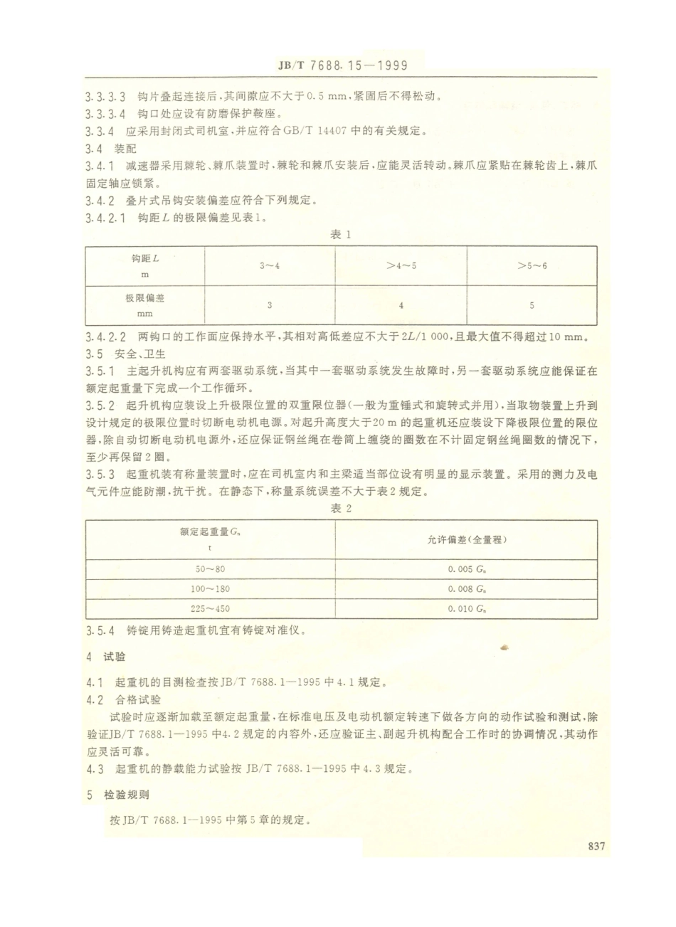 JB／T 7688.15-1999 冶金起重机技术条件 铸造起重机.PDF_第2页