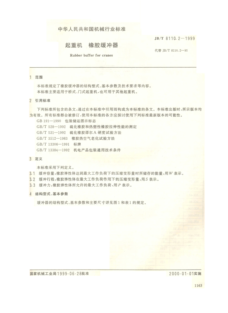 JB／T 8110.2-1999 起重机 橡胶缓冲器.PDF_第2页