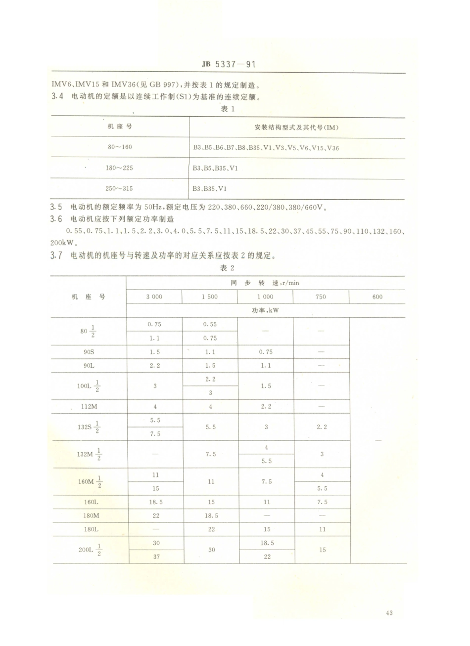 JB／T 5337-1991 YW系列无火花型三相异步电动机 技术条件 (机座号80～315).PDF_第2页