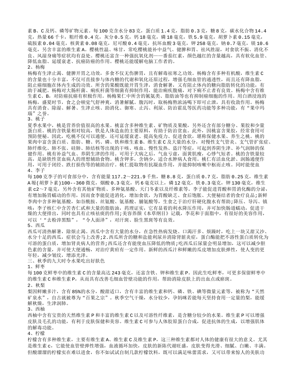 春天适合吃什么水果 秋季的九大时令水果吃出好肤色.txt_第2页