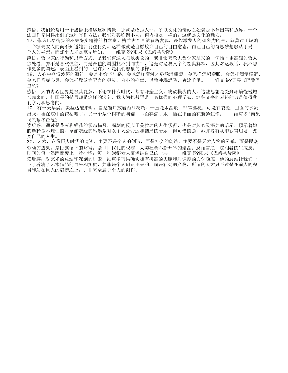 巴黎圣母院读书笔记赏析及好词好句摘抄.txt_第2页