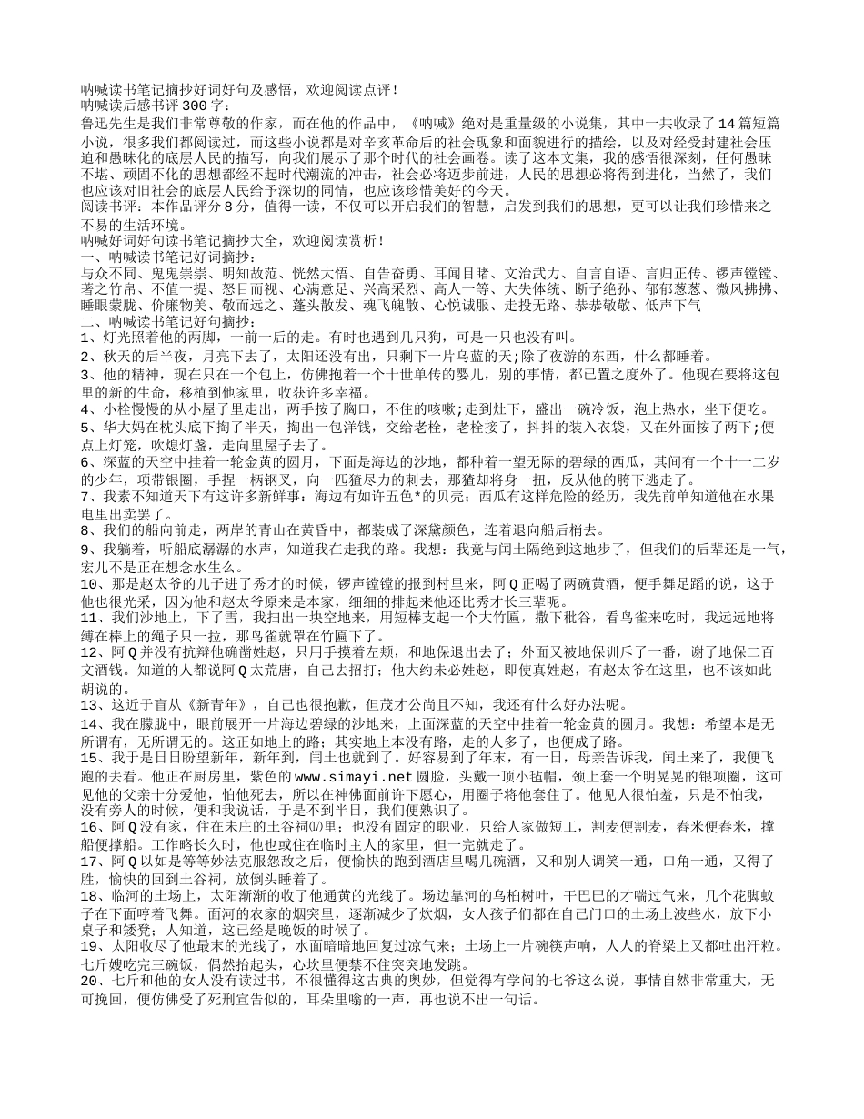 呐喊读书笔记摘抄好词好句及感悟.txt_第1页