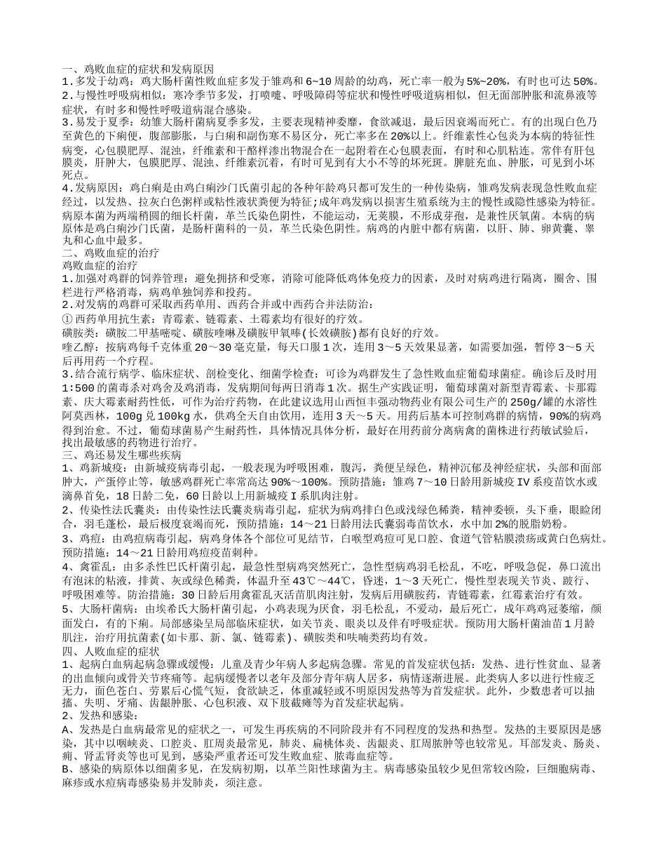 鸡败血症有哪些症状 鸡败血症的发病原因.txt_第1页