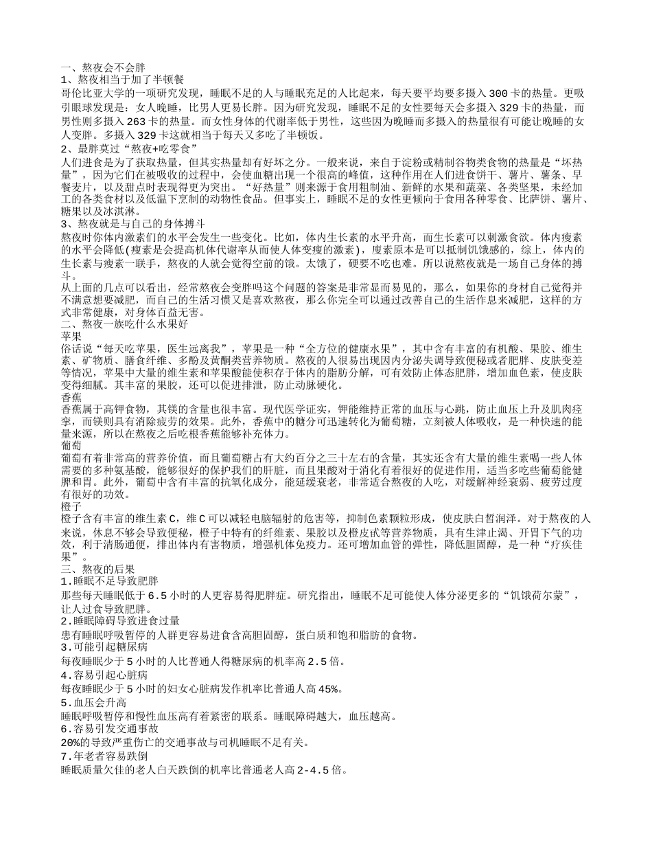 经常熬夜会导致变胖吗 长期熬夜当心把健康给赔进去.txt_第1页