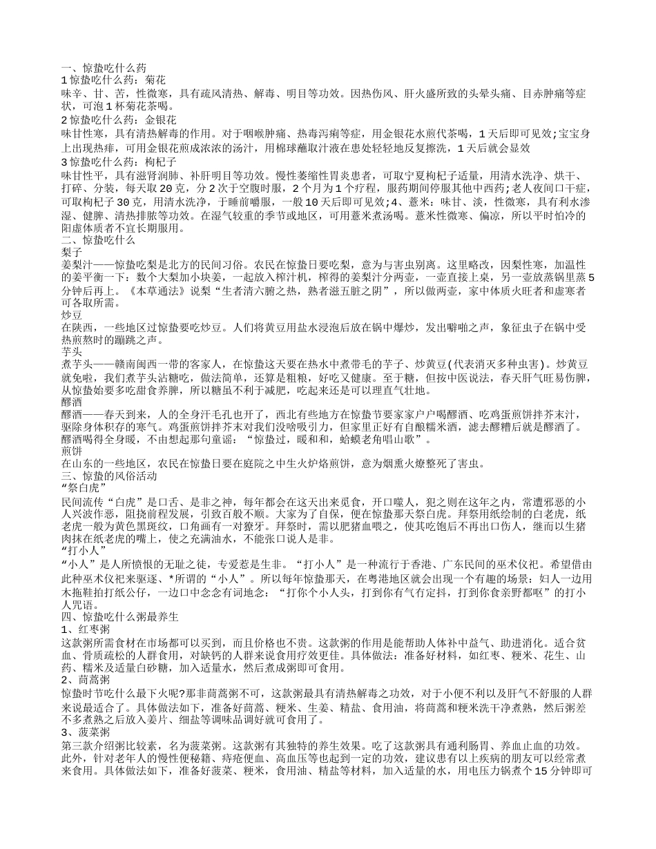 惊蛰养生吃什么药 不同地区的惊蛰饮食风俗.txt_第1页