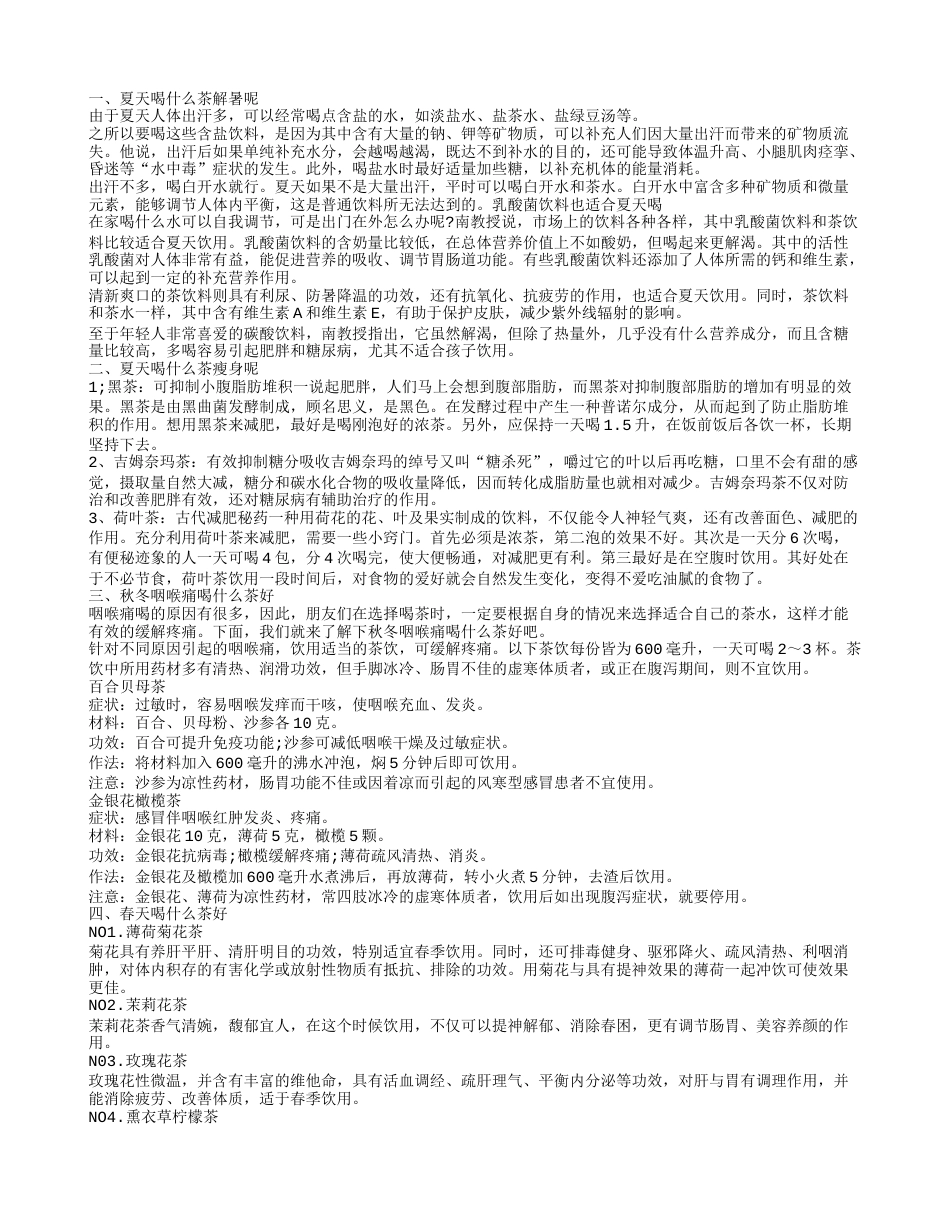了解夏天喝什么茶其他季节喝哪些茶好呢.txt_第1页