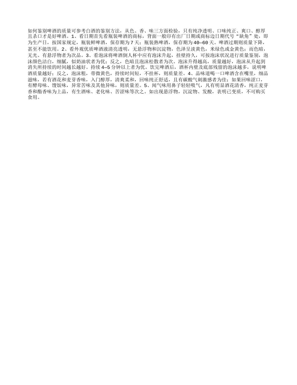 如何鉴别啤酒的质量盛夏.txt_第1页