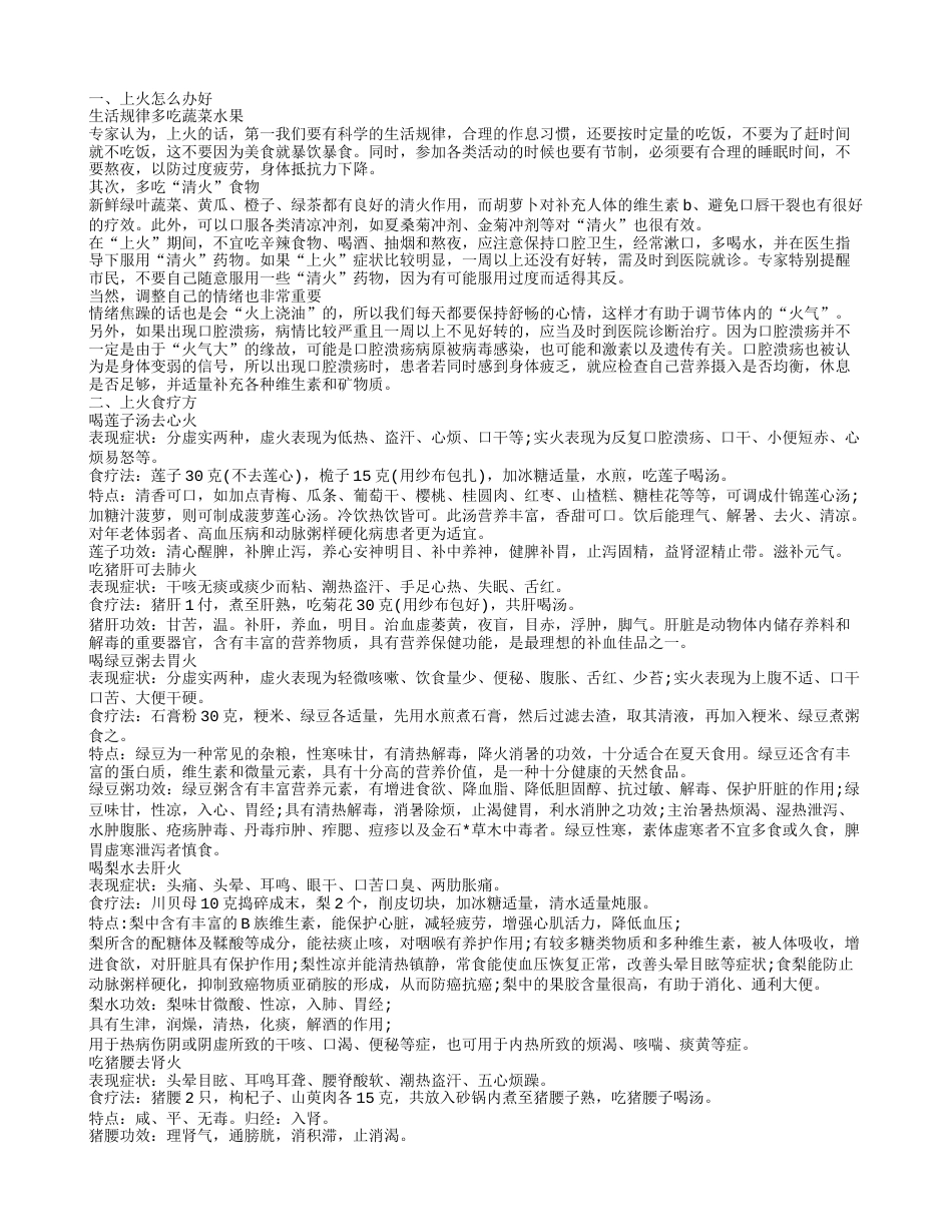 上火怎么办,上火食疗方.txt_第1页