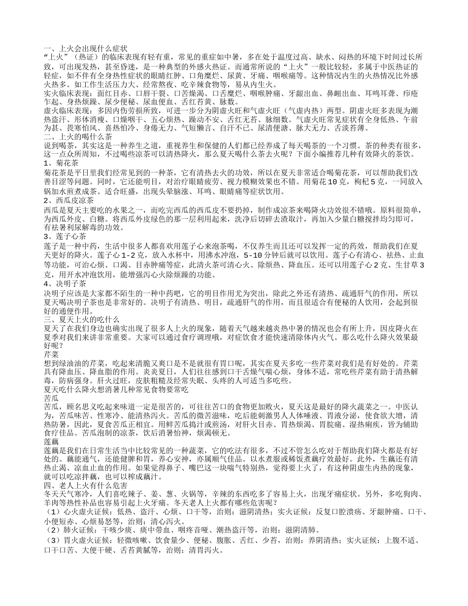 上火症状,上火的喝什么茶.txt_第1页