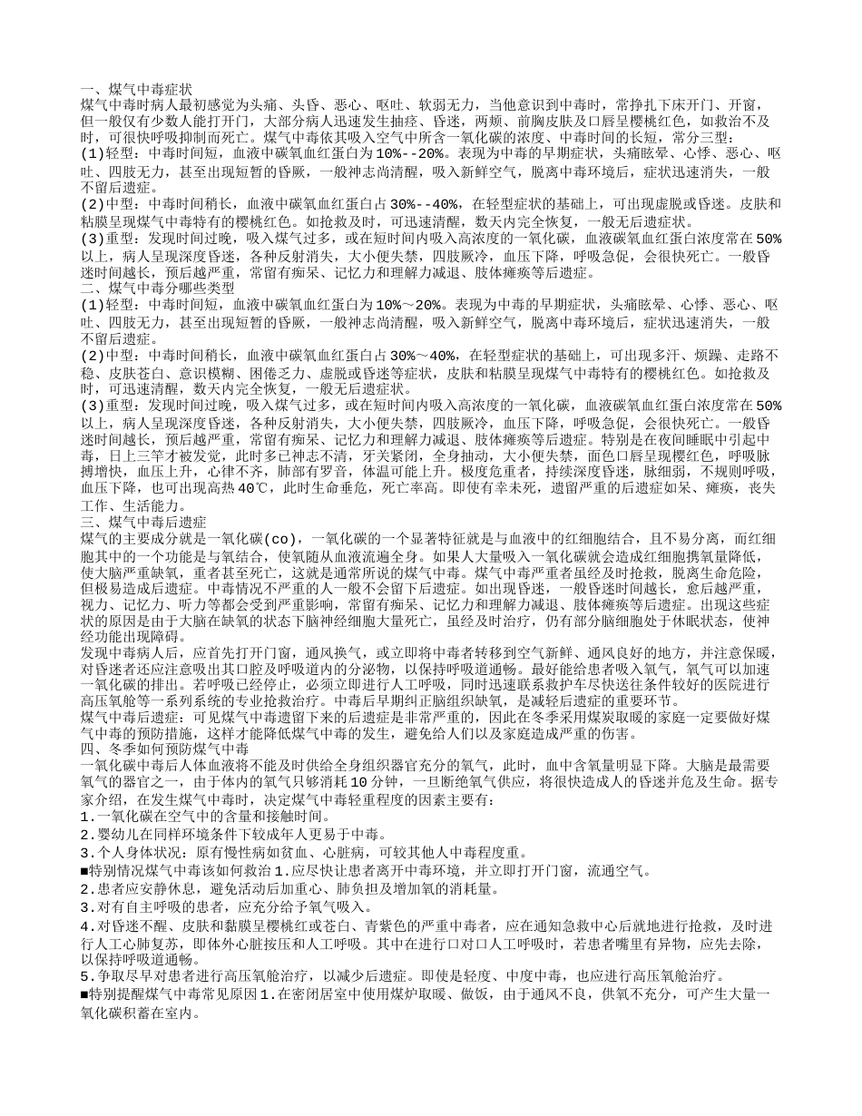 什么反应说明你已经煤气中毒 煤气中毒的预防方法.txt_第1页