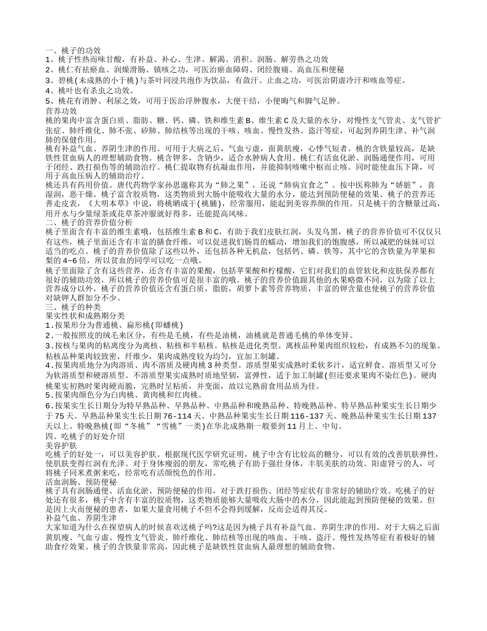 桃子的功效 吃桃子能美容护肤还防便秘.txt_第1页