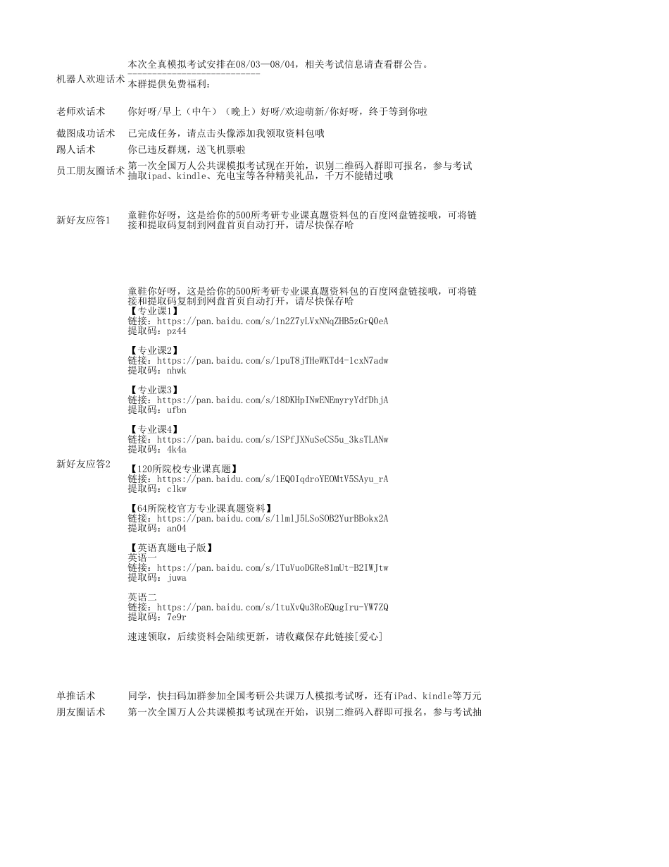 SOP-社群运营竞品裂变话术整理表.xlsx_第1页