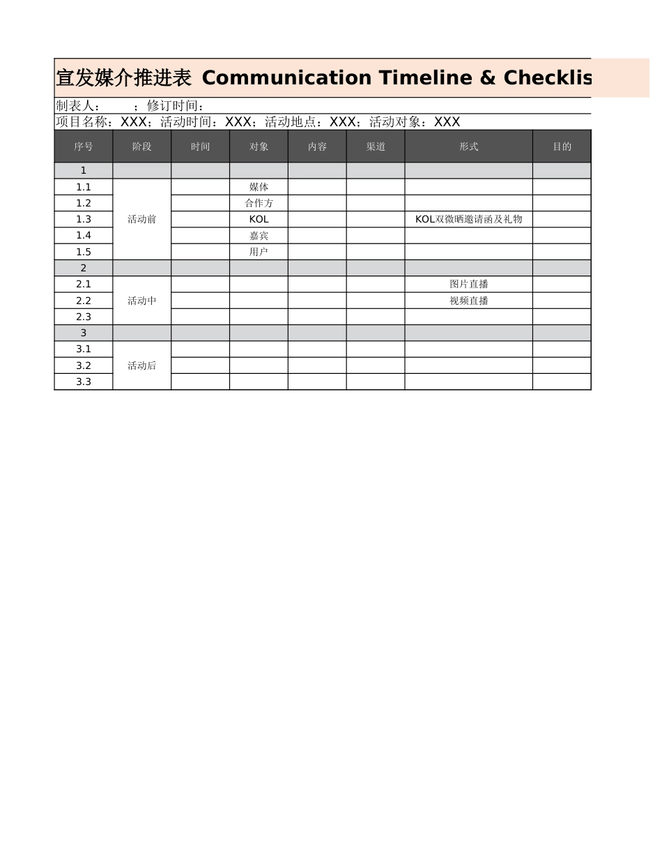 【运营管理表格】宣发媒介推进表.xlsx_第1页