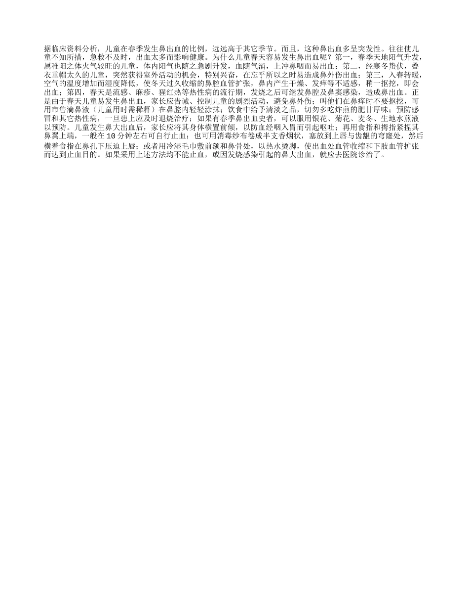 春季防儿童鼻出血早春.txt_第1页