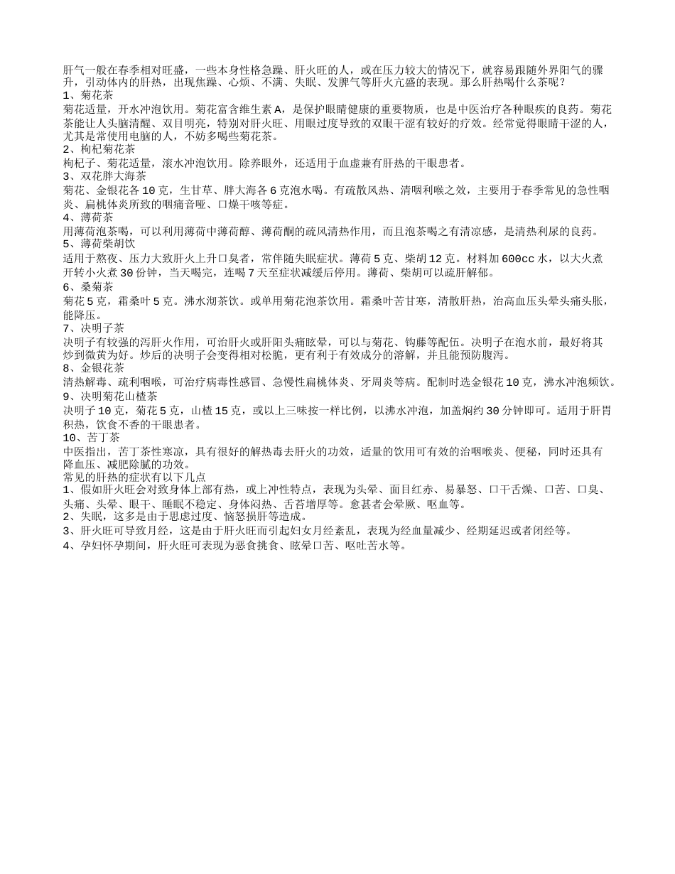 春季肝热喝什么茶比较好.txt_第1页