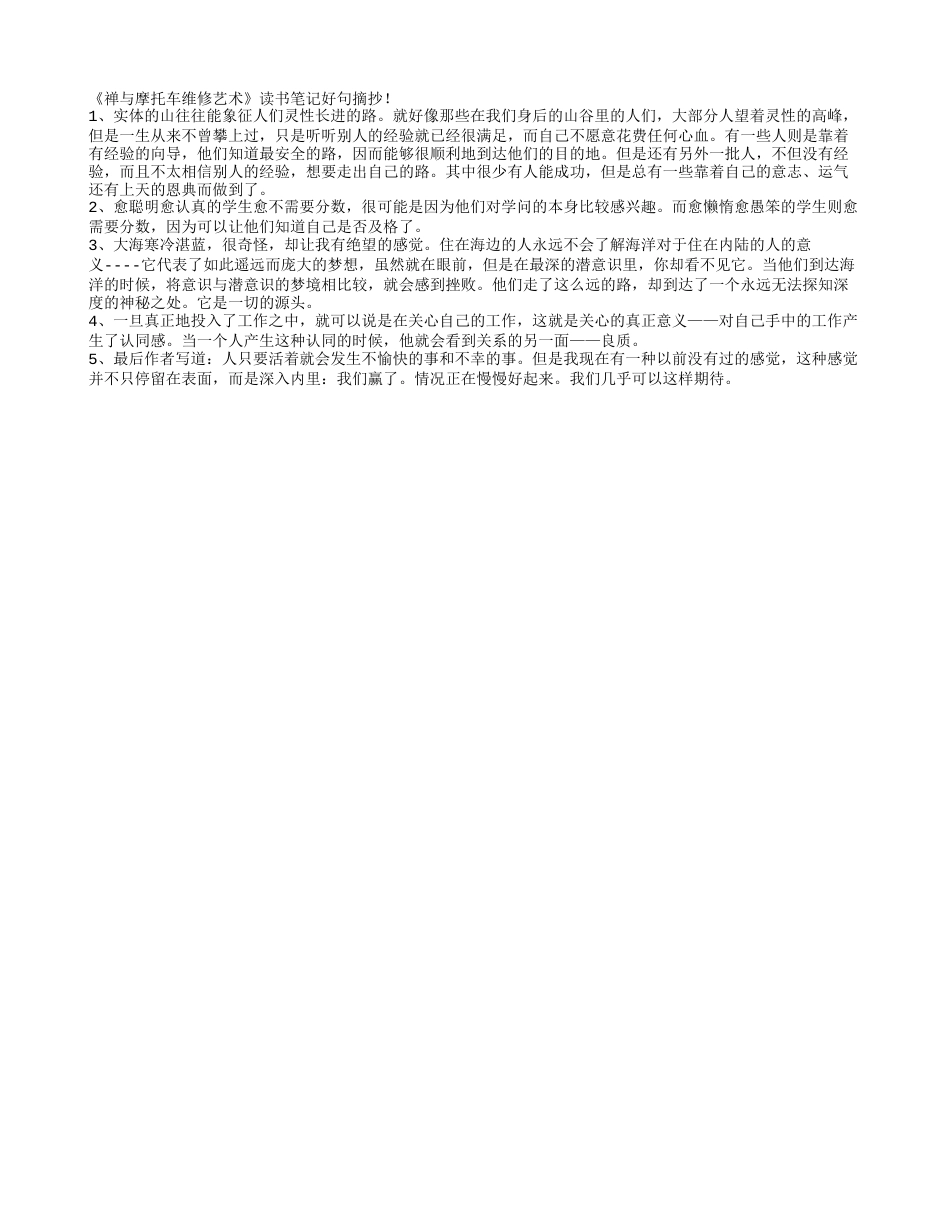 《禅与摩托车维修艺术》读书笔记好句摘抄.txt_第1页