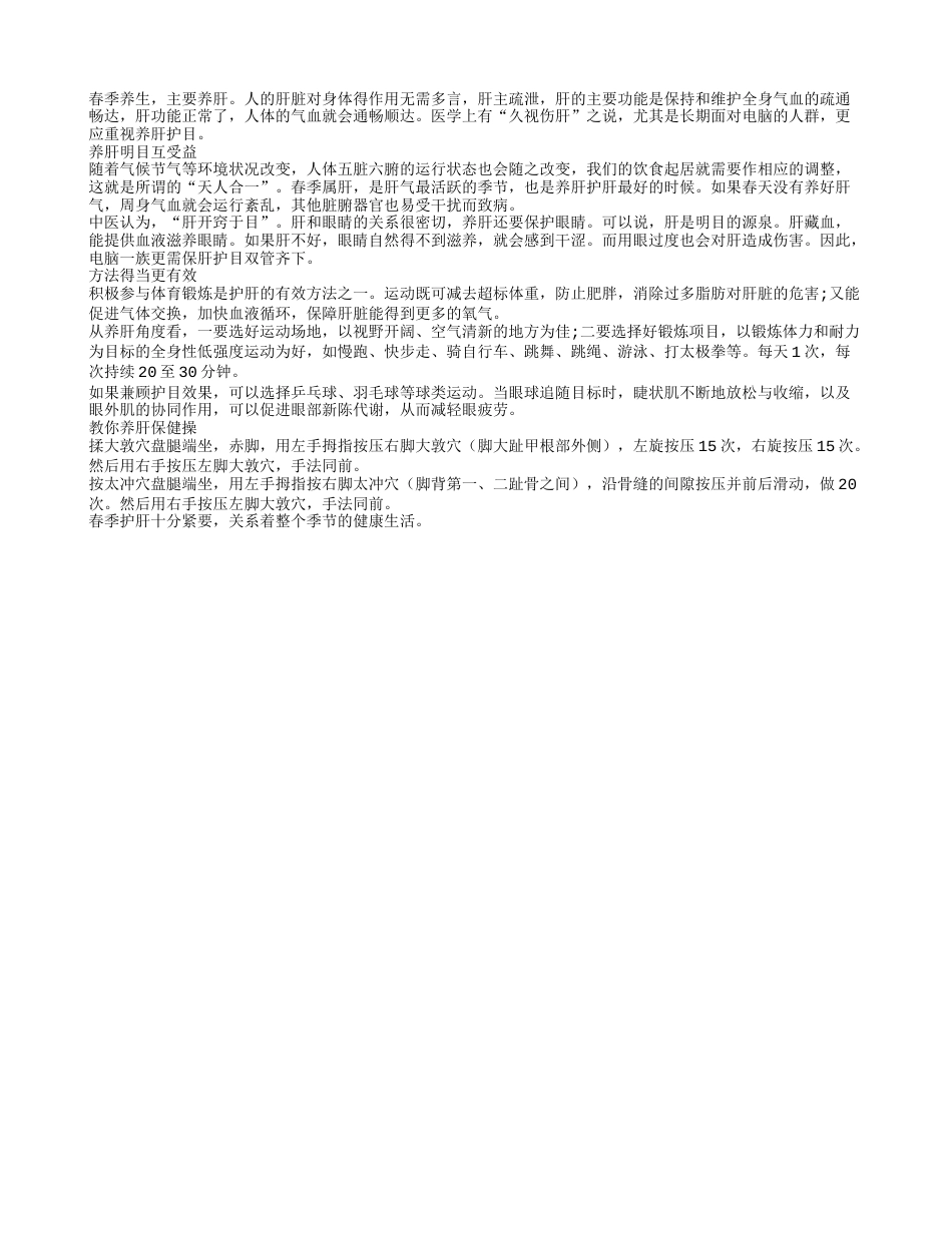 春季养肝有哪些有用小窍门早春.txt_第1页