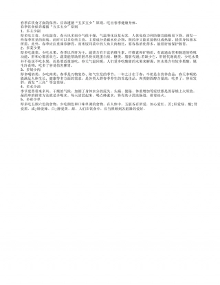 春季饮食保养 遵循五多五少原则早春.txt