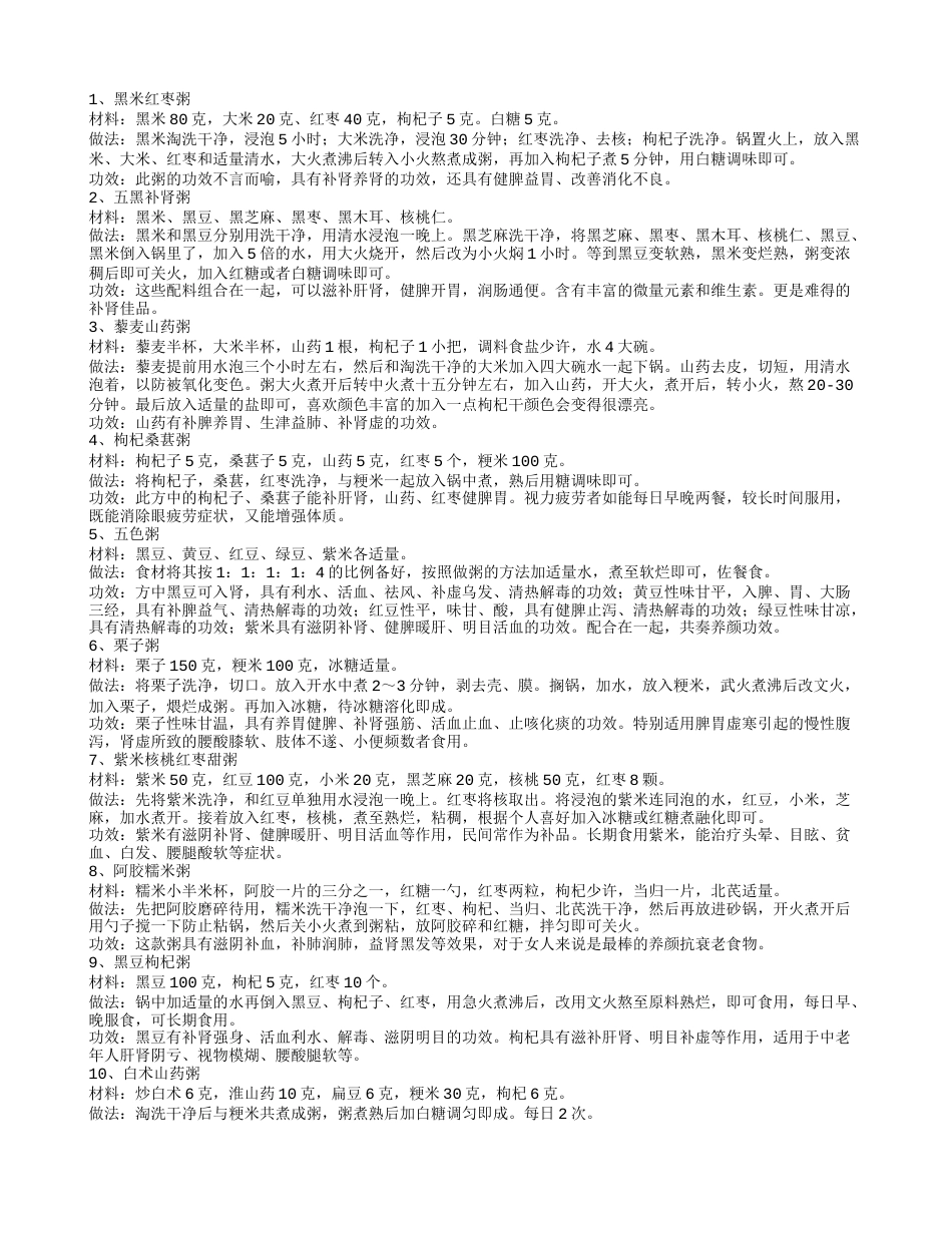 冬季补肾养生粥十种做法介绍.txt_第1页