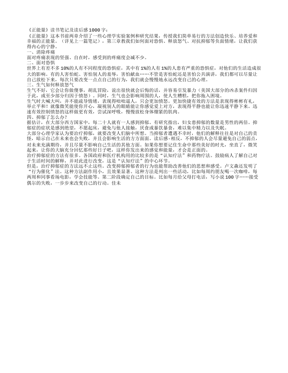 《正能量》读书笔记及读后感1000字.txt_第1页