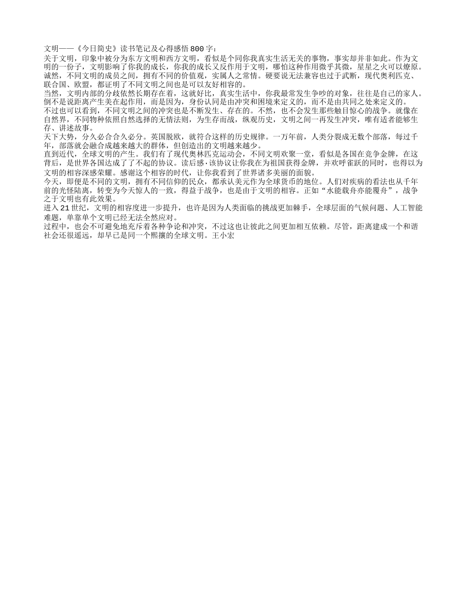 文明——《今日简史》读书笔记及心得感悟800字.txt_第1页