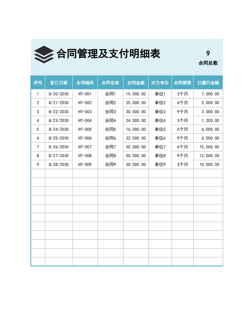 34合同管理及支付明细表.xlsx_第1页