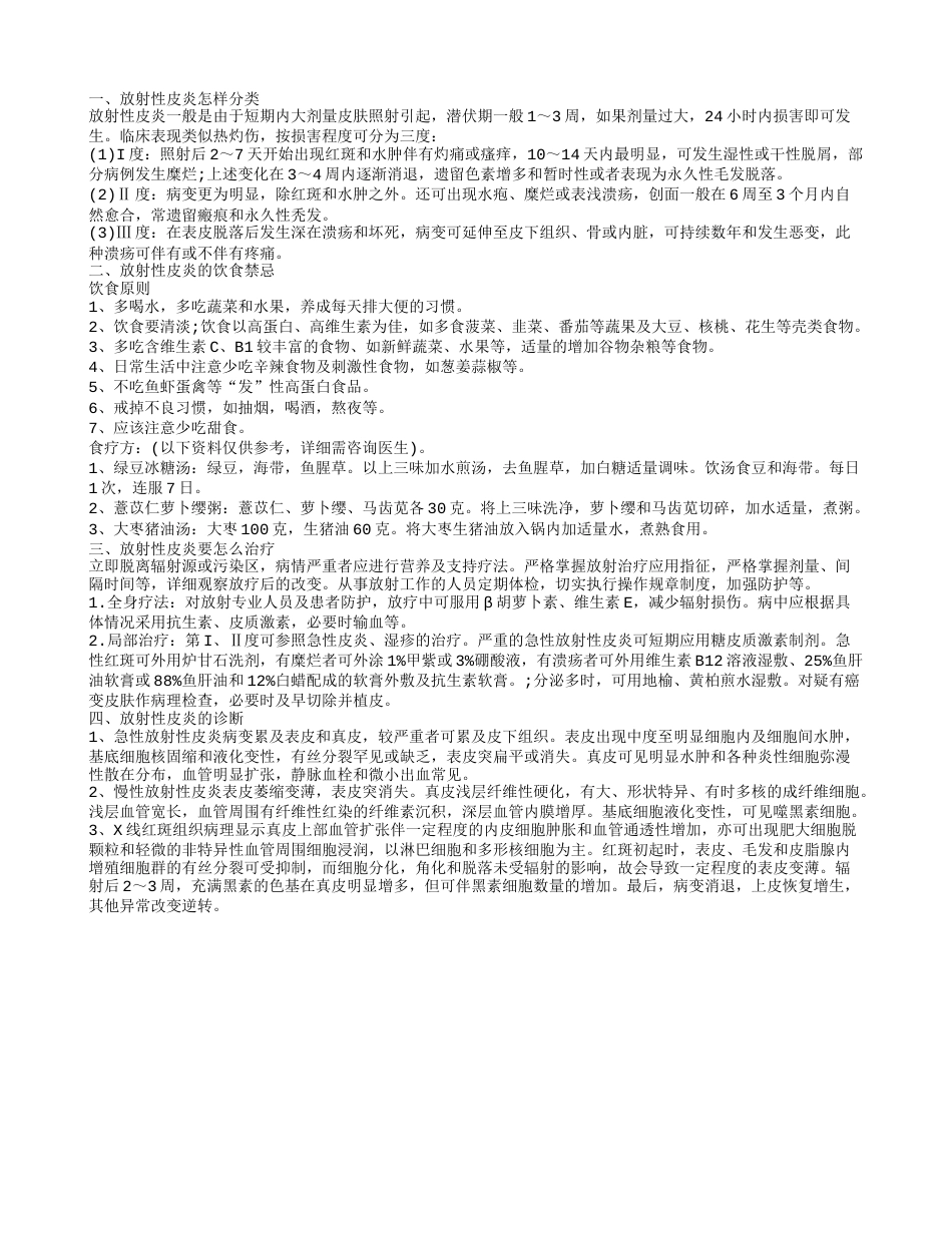 放射性皮炎的饮食禁忌 放射性皮炎怎样诊断.txt_第1页